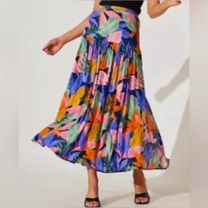 Abel The Label NWT Leonard Maxi Skirt Women’s XS Tropical Leaf Colorful Pull On
